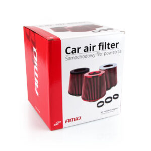 Filtru de aer conic rosu + chrome cu 3 adaptoare AVX-AM01282 Filtru de aer conic rosu + chrome cu 3 adaptoare