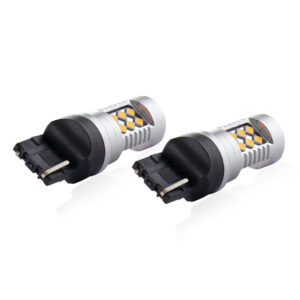 AVX-AM02393 Set becuri auto cu LED CANBUS, 3030, 24SMD, compatibil T20, 7440, WY21W, Portocaliu, 12V / 24V, destinat competitiilor auto sau off-road