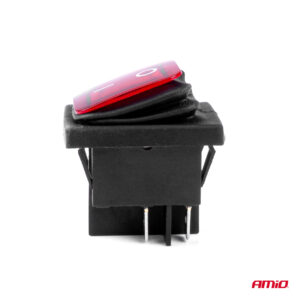 AVX-AM03092 Intrerupator On/Off, 12/24V, dreptunghiular, waterproof, iluminat culoare Rosu, destinatie auto, utilitare, Off-Road, ATV, SSV, QUAD