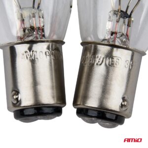 AVX-AM03353 Set 2 becuri cu halogen, soclu P21, 5W, BAY15D, alimentare 12V