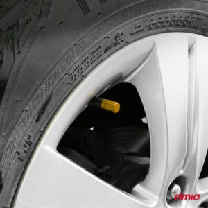AVX-AM03633 Set 4 capacele auto pentru ventil, din aluminiu, model Hexagon, culoare Galben