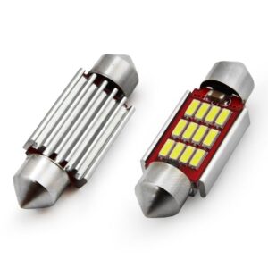 Set becuri auto cu LED CANBUS sofit compatibil C5W 12 SMD 4014 36mm Alb 12/24V, destinat competitiilor auto sau off-road