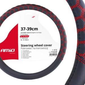 Husa volan cu cusatura rosie model Hexa SWC-23-M (37-39cm)