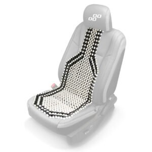 Husa auto cu bile de masaj din lemn (alb cu negru)