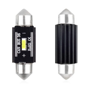 Set becuri auto cu LED CANBUS sofit compatibil C5W 1 SMD 36mm Alb 12/24V, destinat competitiilor auto sau off-road