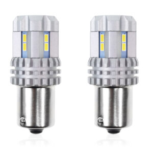 Set becuri auto cu LED CANBUS compatibil P21 R5W/R10W 22 SMD Alb 12V/24V, destinat competitiilor auto sau off-road