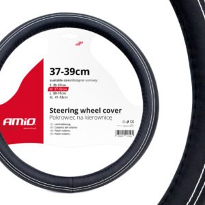 Husa volan neagru + cusatura alba SWC-15-M (37-39cm)