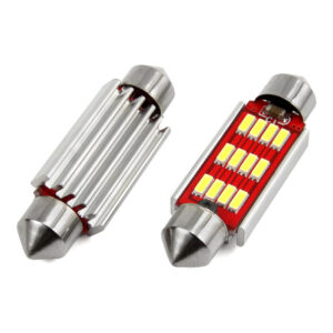 Set becuri auto cu LED CANBUS sofit compatibil C5W 12 SMD 4014 41mm Alb 12/24V, destinat competitiilor auto sau off-road