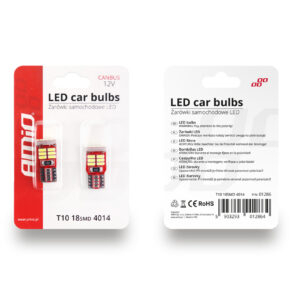 AVX-AM01286 Set becuri auto cu LED CANBUS compatibil T10e W5W 18 SMD Alb 12V, destinat competitiilor auto sau off-road