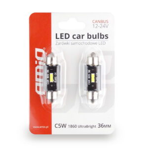 AVX-AM02442 Set becuri auto cu LED CANBUS sofit compatibil C5W 1 SMD 36mm Alb 12/24V, destinat competitiilor auto sau off-road