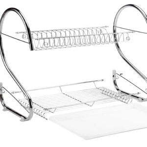 AVX-AG373 Uscator de vase din otel cu doua niveluri, cu tava din plastic, AVX-AG373