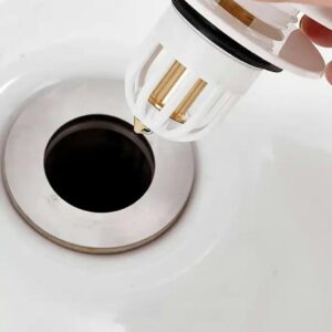 AVX-AG868A Dop scurgere chiuveta, universal, deschidere cu click, material oțel, diametru exterior 66 mm, culoare Alba