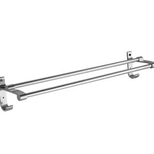 AVX-AG987A Suport din aluminiu pentru 2 prosoape + 2 cuiere, lungime 60 cm, culoare Argintiu