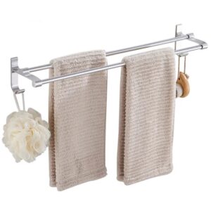 AVX-AG987A Suport din aluminiu pentru 2 prosoape + 2 cuiere, lungime 60 cm, culoare Argintiu