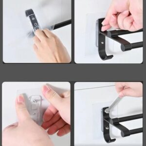 AVX-AG988 Suport de prosoape pentru baie tip "Mansarda" din aluminiu, lungime 60 cm, culoare Negru Mat