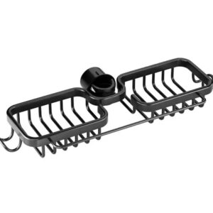 AVX-DA122 Raft organizator dublu, universal pentru bucatarie sau baie, montaj pe robinet, material otel, culoare Neagra