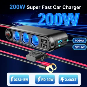 Dispozitiv Auto Premium 3in1, Splitter Bricheta, Incarcator USB/USB-C, Voltmetru Digital, alimentare 12V-24V AVX-AM03782 Dispozitiv Auto Premium 3in1, Splitter Bricheta, Incarcator USB/USB-C, Voltmetru Digital, alimentare 12V-24V