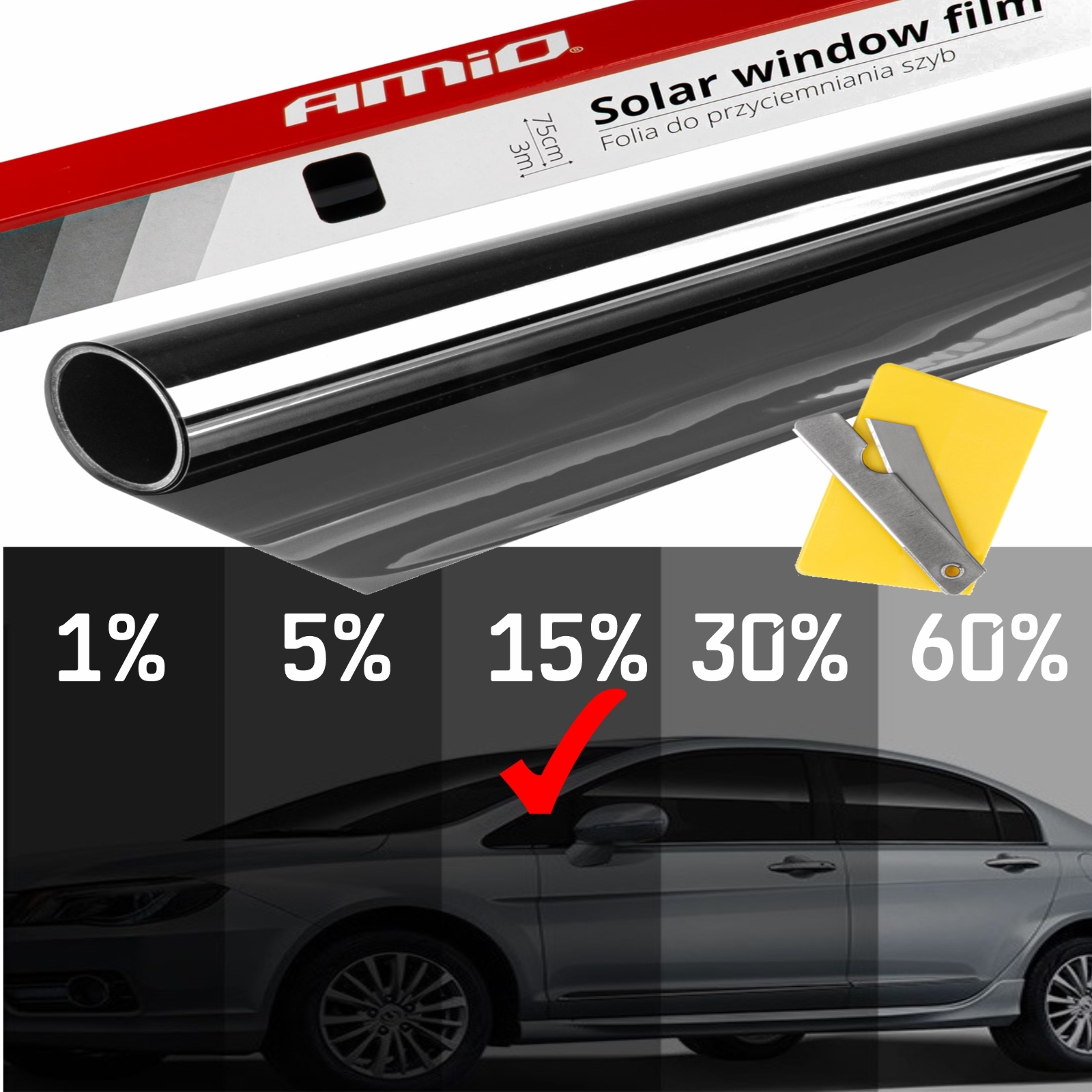 cinspesuta.jpg AVX-AM01652 Folie fumurie pentru geamuri Dark Black 0.5 x 3m (15%)