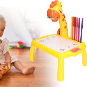 AVX-WT-222-2-YEL Masa Muzicala de Desen pentru copii cu Proiector, model Girafa, culoare Galben, 24 imagini, AVX-WT-222-2-YELLOW-GIRAFFE