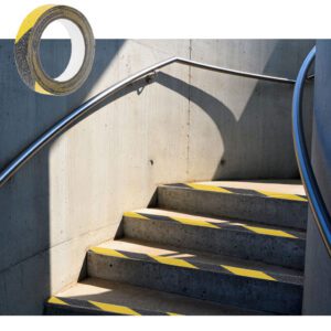 AVX-KX5114_1 Banda de protectie Anti-Alunecare, autoadeziva, culoare Negru-Galben, dimensiune 5m x 2,5cm