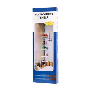 AVX-KX4322 Organizator baie, raft de baie de tip "coltar" cu brat telescopic, cu 4 etajere si suport pentru prosop