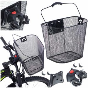 Cos metalic pentru bicicleta cu maner, demontabil, conceput pentru a fi montat in partea din fata AVX-KX5068 Cos metalic pentru bicicleta cu maner, demontabil, conceput pentru a fi montat in partea din fata