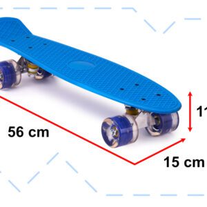 AVX-KX5375_2 Skateboard Penny Board pentru copii cu roti din cauciuc, iluminate LED, culoare Albastra