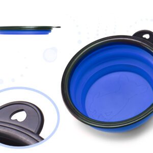 AVX-KX9783_4 Bol de voiaj din silicon pentru animale de companie, pliabil, culoare albastra, diametru 12 cm