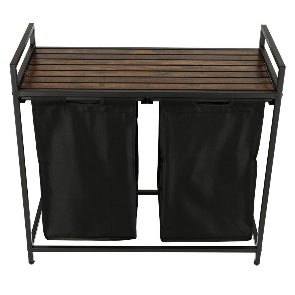 Kosz-na-pranie-dwukomorowy-z-polka-blatem-stolikiem-drewnianym-rustykalny-LOFT-czarny-141515.jpg AVX-KX4348 Cos mare de rufe cu doua compartimente, cu raft si blat din lemn, model LOFT, culoare neagra