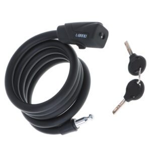 AVX-KX5056 Antifurt bicicleta, Dispozitiv de blocare biciclete, spiralat, cu cheie, lungime 150cm, culoare Neagra