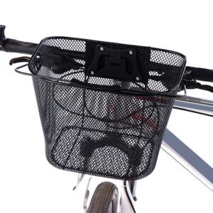 Cos metalic pentru bicicleta cu maner, demontabil, conceput pentru a fi montat in partea din fata, culoare Neagra