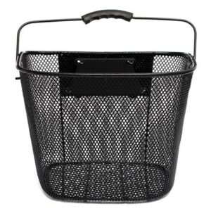 Cos metalic pentru bicicleta cu maner, demontabil, conceput pentru a fi montat in partea din fata, culoare Neagra AVX-RW15A Cos metalic pentru bicicleta cu maner, demontabil, conceput pentru a fi montat in partea din fata, culoare Neagra