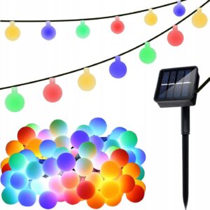 AVX-WT-RPSL-50L Ghirlanda Magica Luminoasa de exterior cu 50 LED-uri Multicolore, 8 functii si Panou Solar, lungime 6,7 m