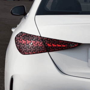 AVX-HCB-1 Set 2 folii autoadezive decupate pentru decorarea stopurilor auto, dimensiune 2 x 48 x 30cm, culoare Negru Mat, model HONEYCOMB TRIANGLE