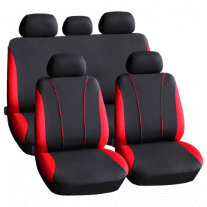 Set huse scaun auto ieftine, Universale 9 piese, model V-Style - ROSU