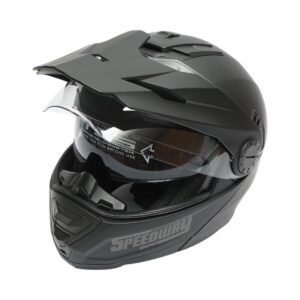 AVX-T020925-1 Casca motocross integrala negru mat cu viziera transparenta si ochelari de soare, marimea L, model LION