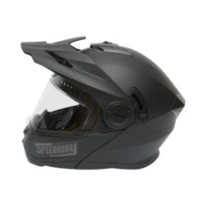 AVX-T020925-1 Casca motocross integrala negru mat cu viziera transparenta si ochelari de soare, marimea L, model LION