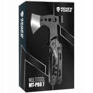 AVX-WT-MT-PRO-7 Unealta de supravietuire 17-in-1, model "Black Axe Multi-tool" pentru camping, calatorii, offroad, ATV, SSV, model AVX-WT-MT-PRO-7