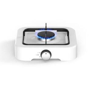 Aragaz de mici dimensiuni cu un singur arzator pentru soferii de camion, rulote, camping, calatorii, dimensiune 26 x 26cm, culoare Alba