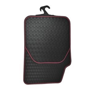Covorase Auto Universale, din cauciuc sintetic moale, culoare Neagra cu dunga Rosie